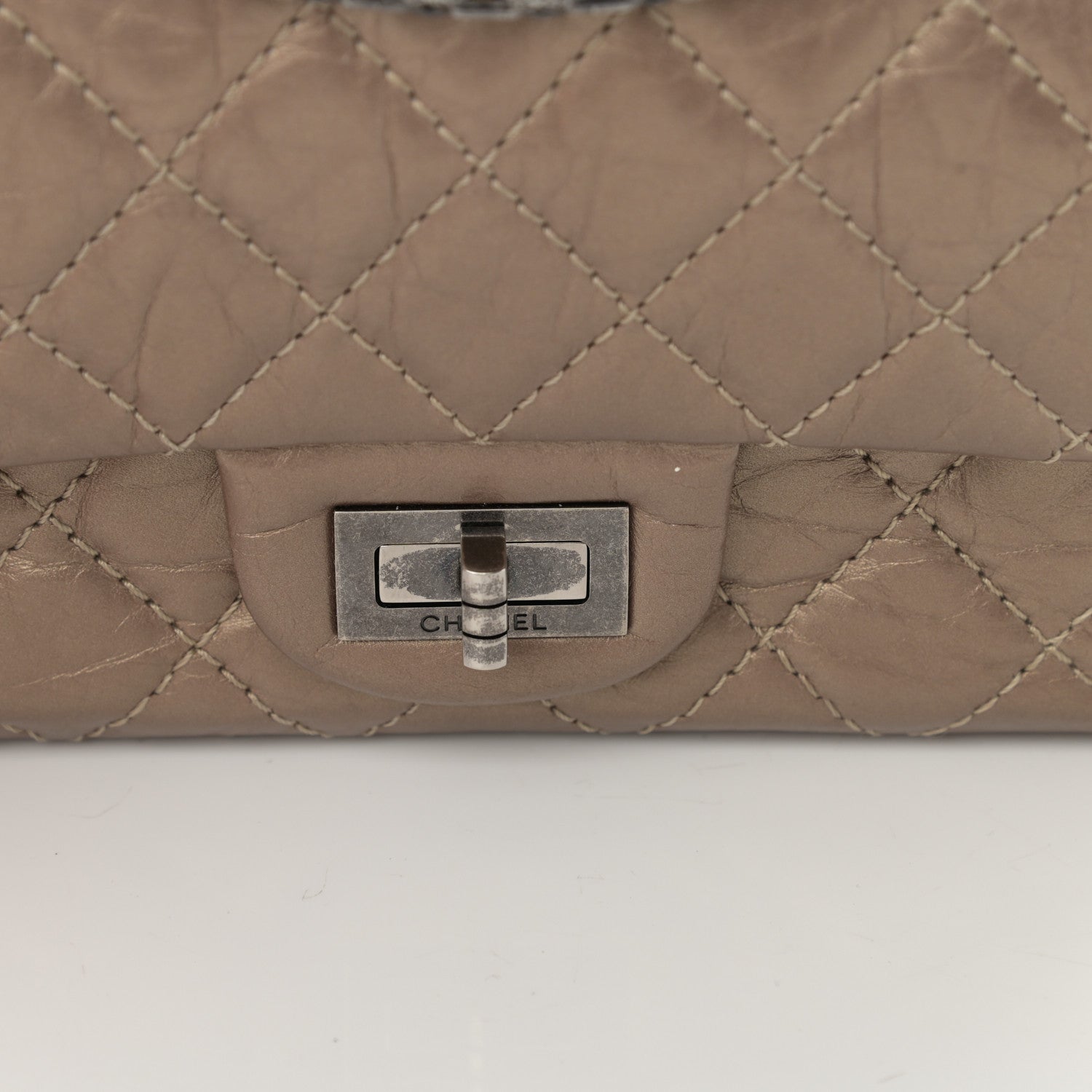 Chanel Aged Calfskin Quilted 2.55 Reissue 224 Flap Dark Gold 13 of 15