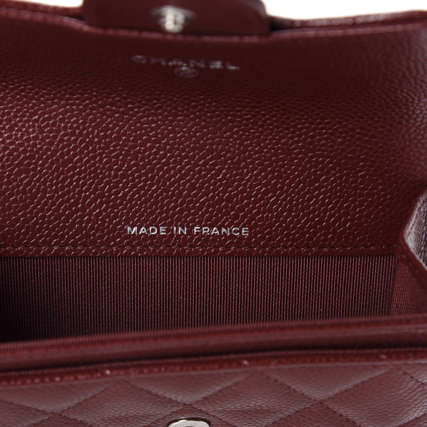 Caviar Quilted Flap Card Holder Wallet Dark Red