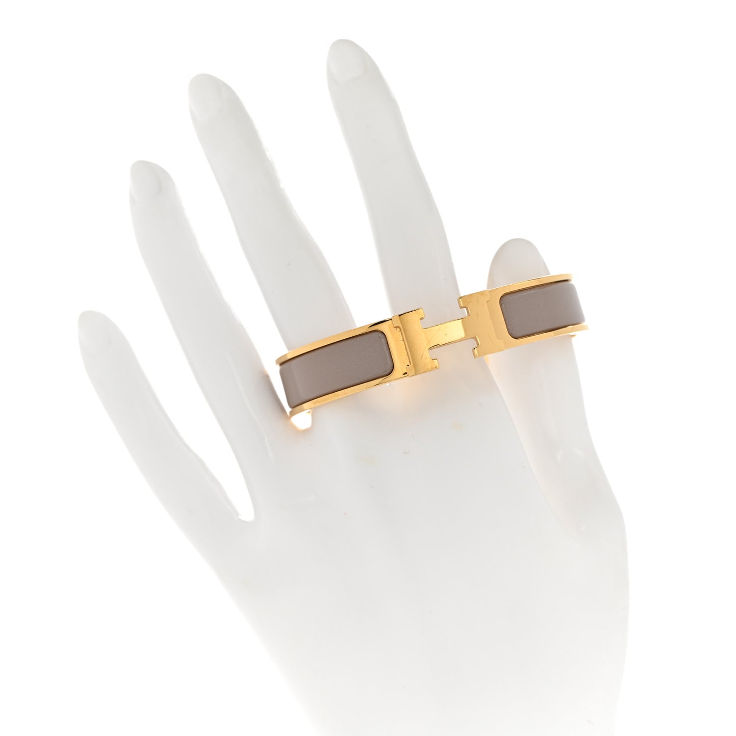 Enamel Narrow Clic Clac H Bracelet PM Marron Glace