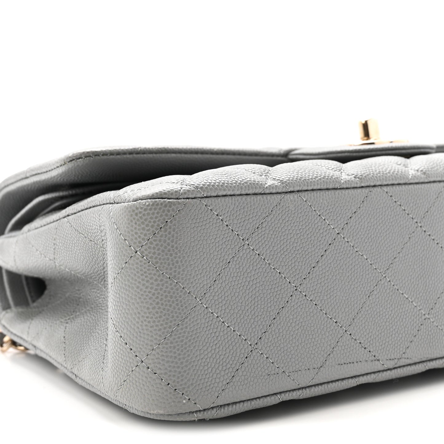 Caviar Quilted Medium Double Flap Grey