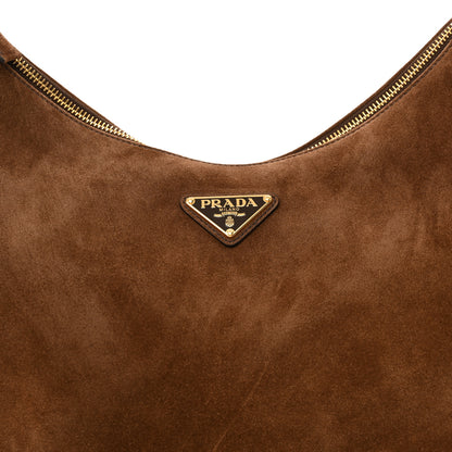 Prada Scamosciato Large Arque Shoulder Bag Cacao 7 of 10