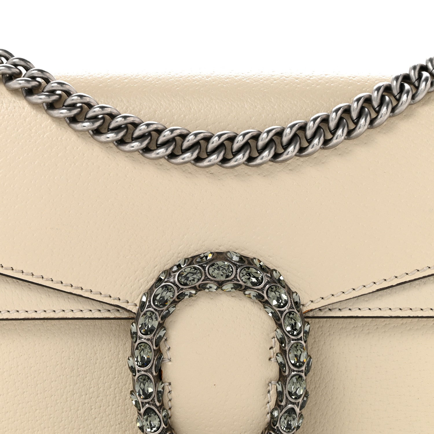 Gucci Textured Calfskin Crystal Small Dionysus Shoulder Bag Mystic White 8 of 13