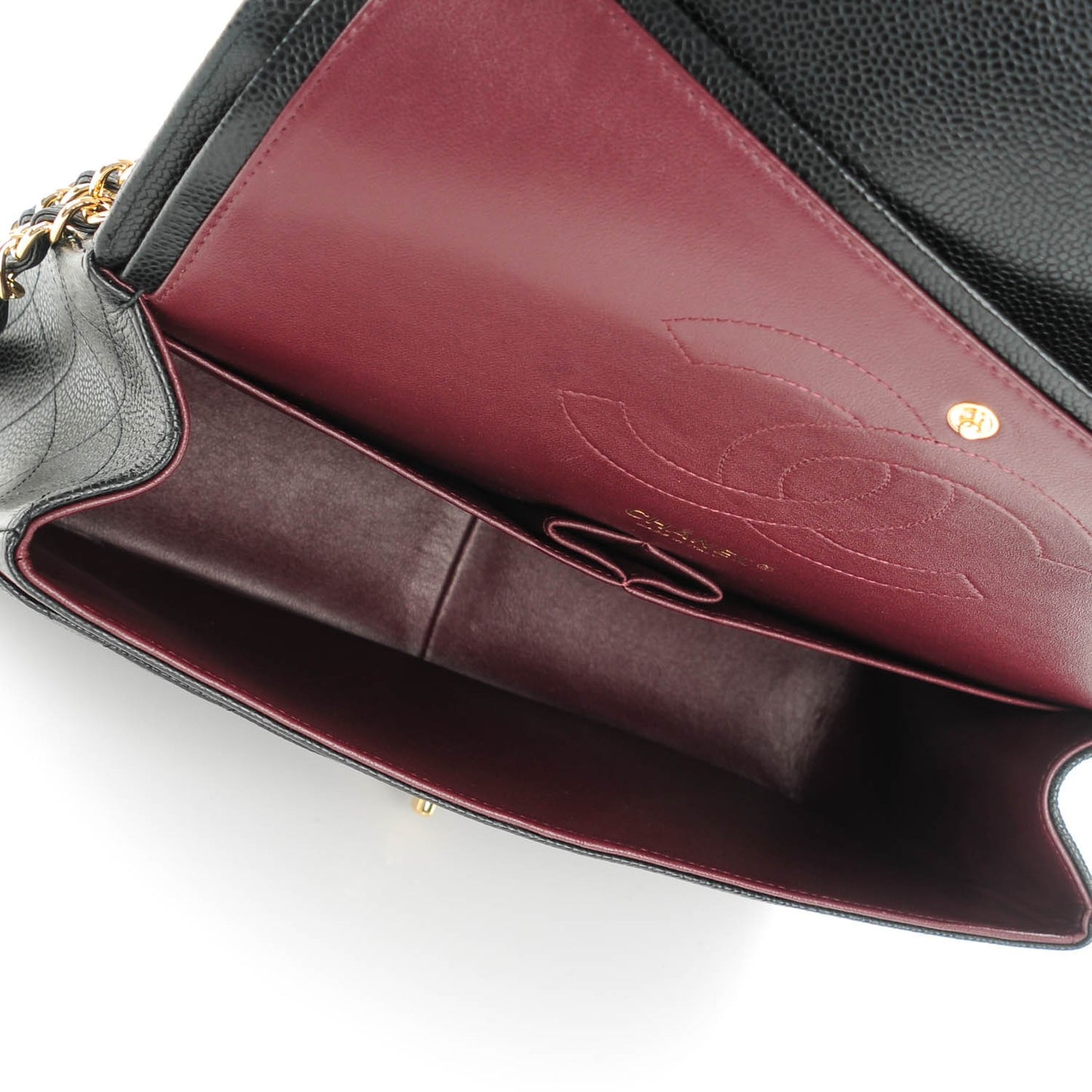 Caviar Quilted Jumbo Double Flap Black