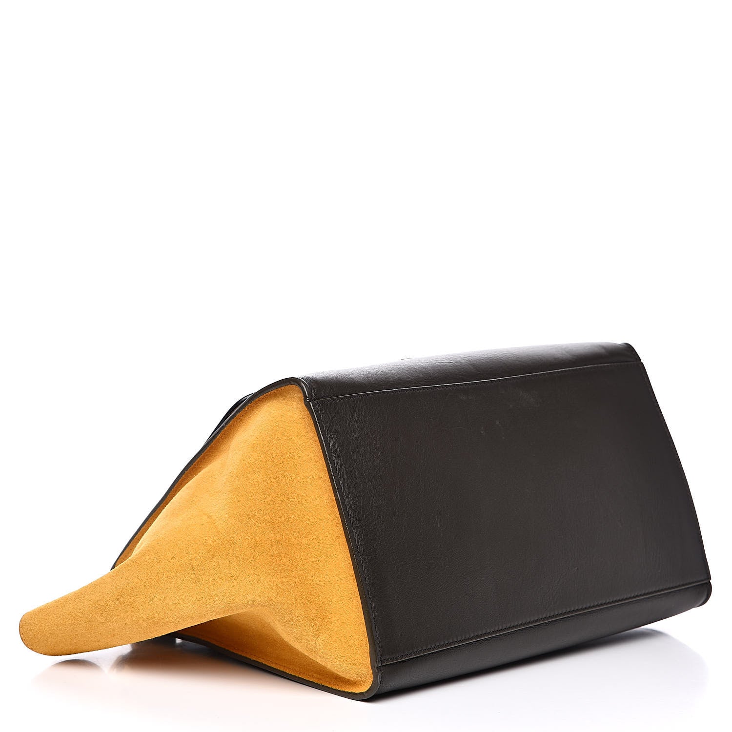 Celine Smooth Calfskin Suede Medium Tri-Color Trapeze Mustard 4 of 14