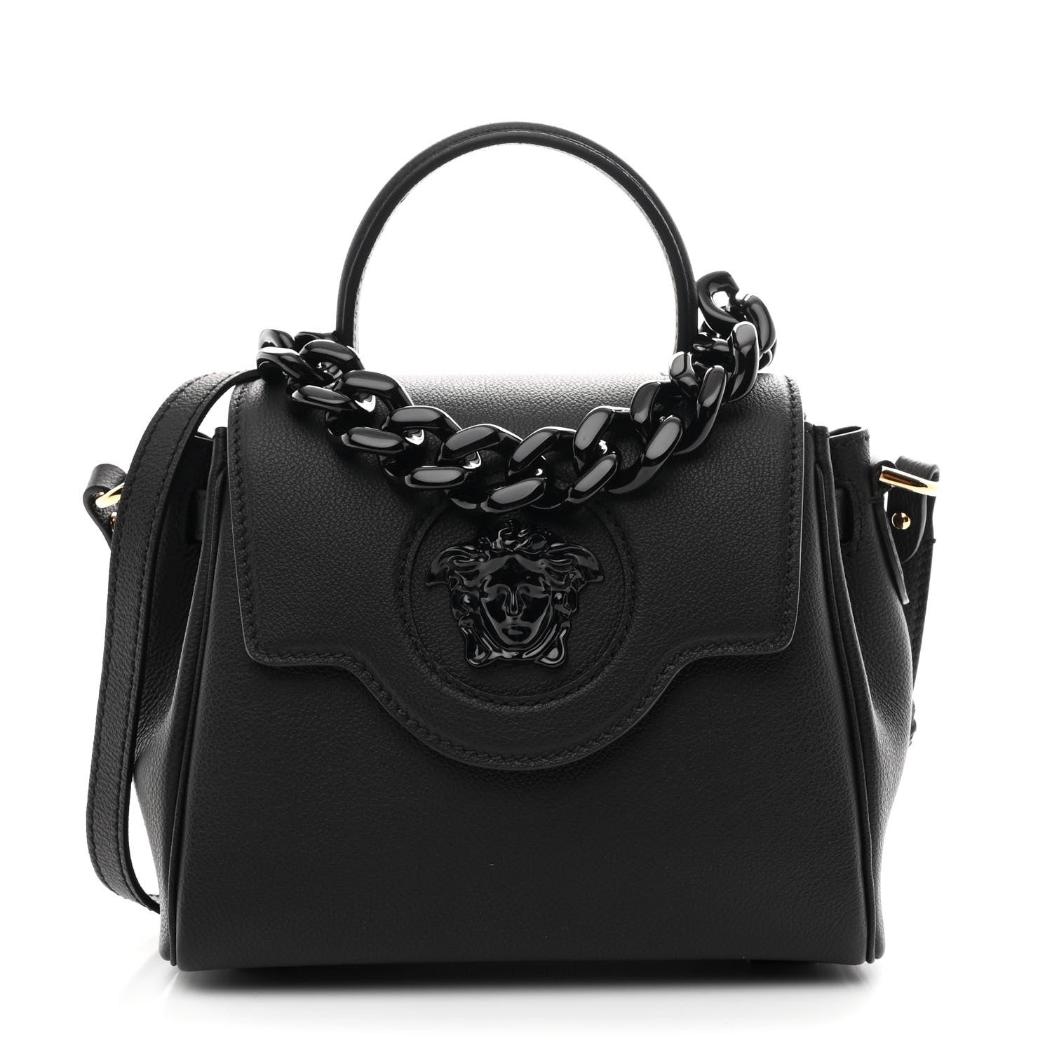 Versace Grained Calfskin Small La Medusa Top Handle Bag Black 1 of 10