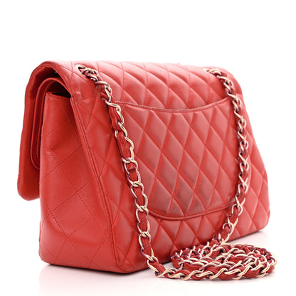 Chanel Lambskin Quilted Jumbo Double Flap Red 3 of 16