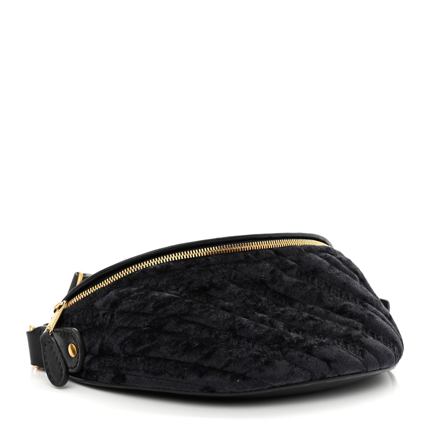 Balenciaga Crushed Velvet Logo Embossed XXS Souvenir Belt Bag Black 4 of 11