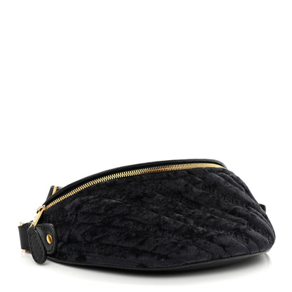 Balenciaga Crushed Velvet Logo Embossed XXS Souvenir Belt Bag Black 4 of 11