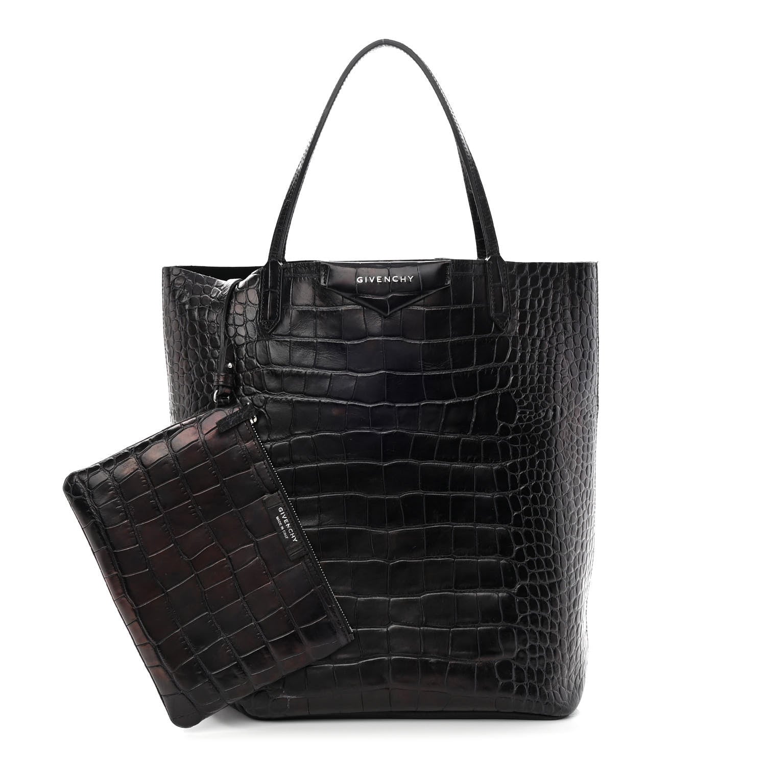 Givenchy Calfskin Crocodile Embossed Medium Antigona Tote Black 1 of 21