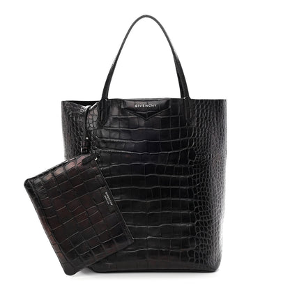 Givenchy Calfskin Crocodile Embossed Medium Antigona Tote Black 1 of 21