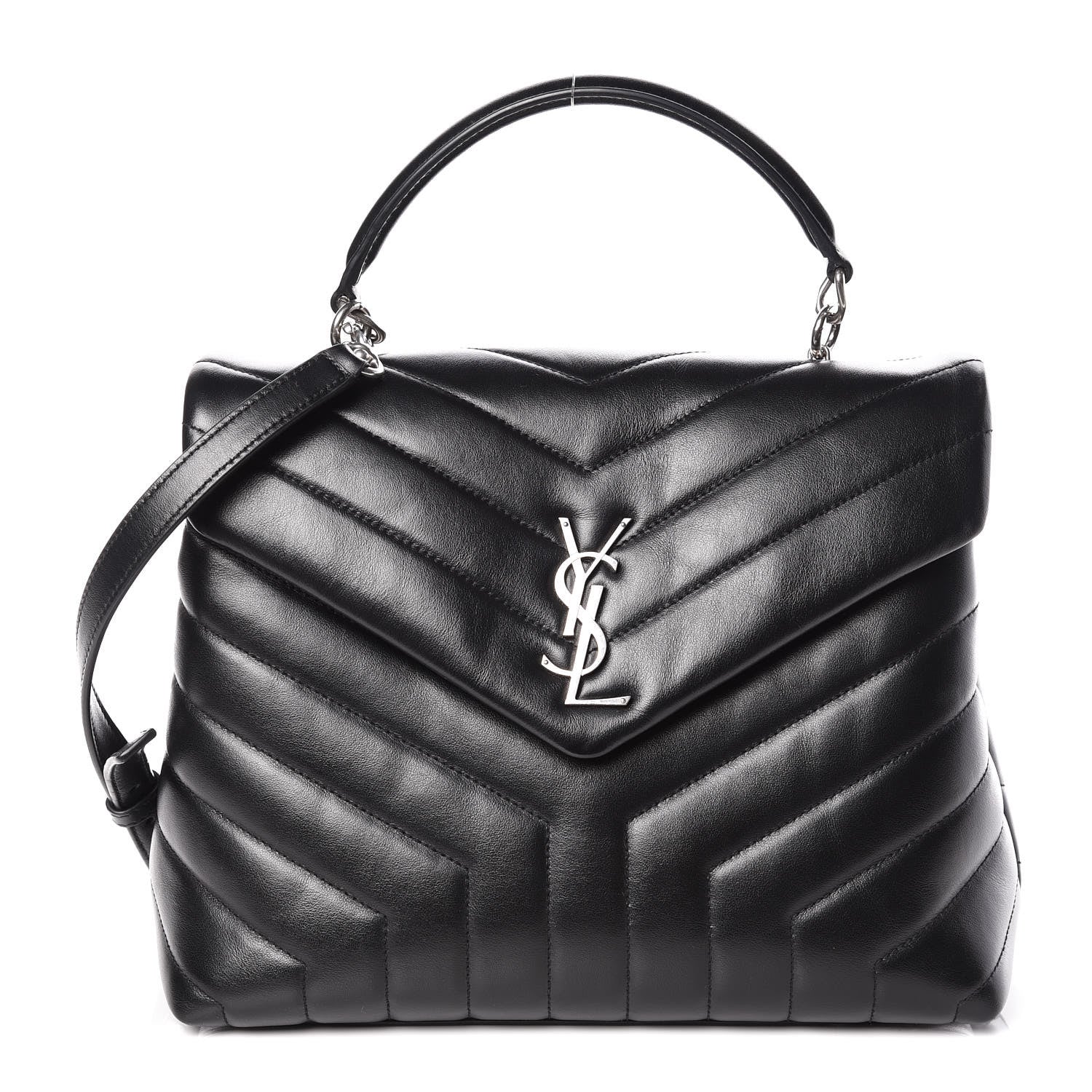 Saint Laurent Calfskin Y Quilted Monogram Medium Loulou Satchel Black 1 of 11