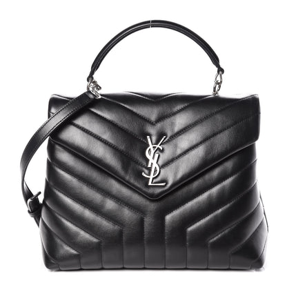 Saint Laurent Calfskin Y Quilted Monogram Medium Loulou Satchel Black 1 of 11