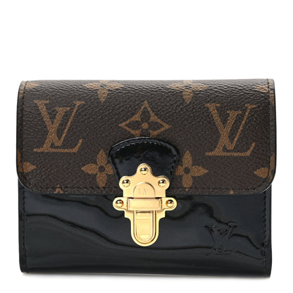 Louis Vuitton Patent Calfskin Monogram Cherrywood Compact Wallet Black 1 of 7