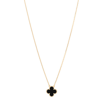 Van Cleef & Arpels 18K Yellow Gold Black Onyx Vintage Alhambra Pendant Necklace 1 of 4