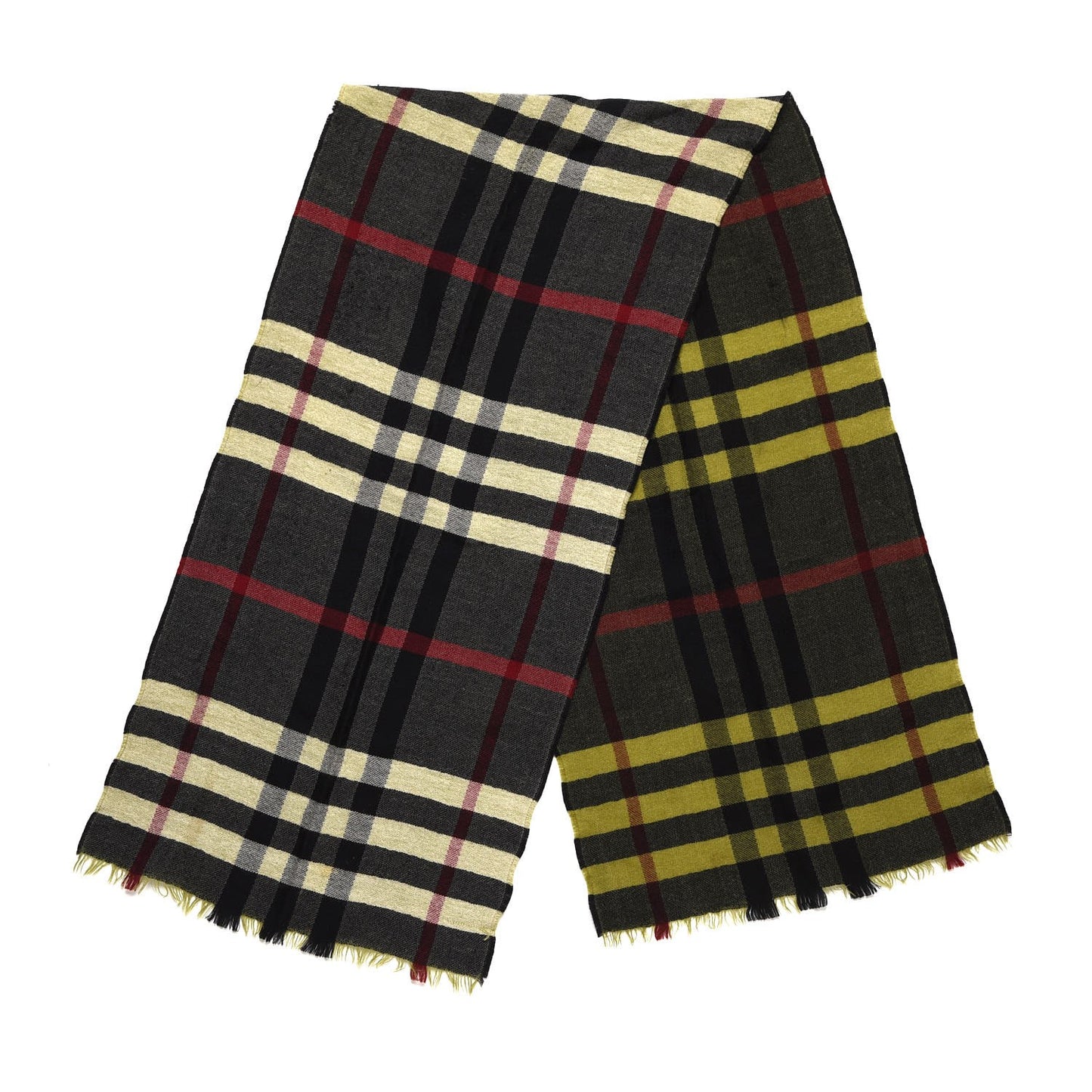 Merino Wool Cashmere Classic Check Scarf Green