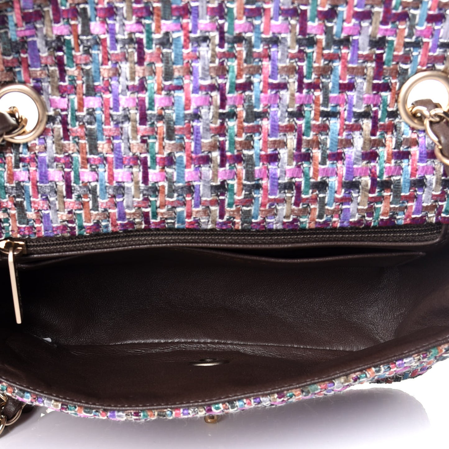 Tweed Quilted Mini Rectangular Flap Lilac Multicolor