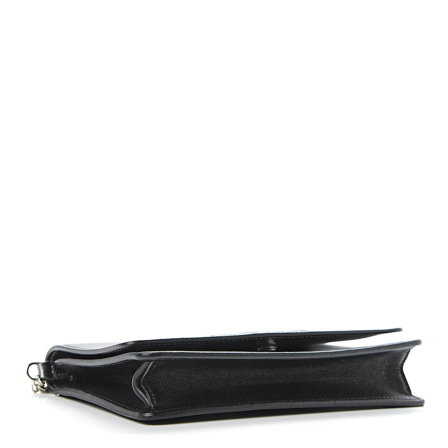 Lambskin Emblem Chain Wallet Black