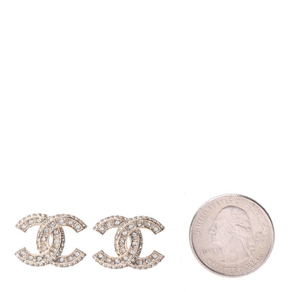 Chanel Crystal Timeless CC Earrings Light Gold 2 of 4
