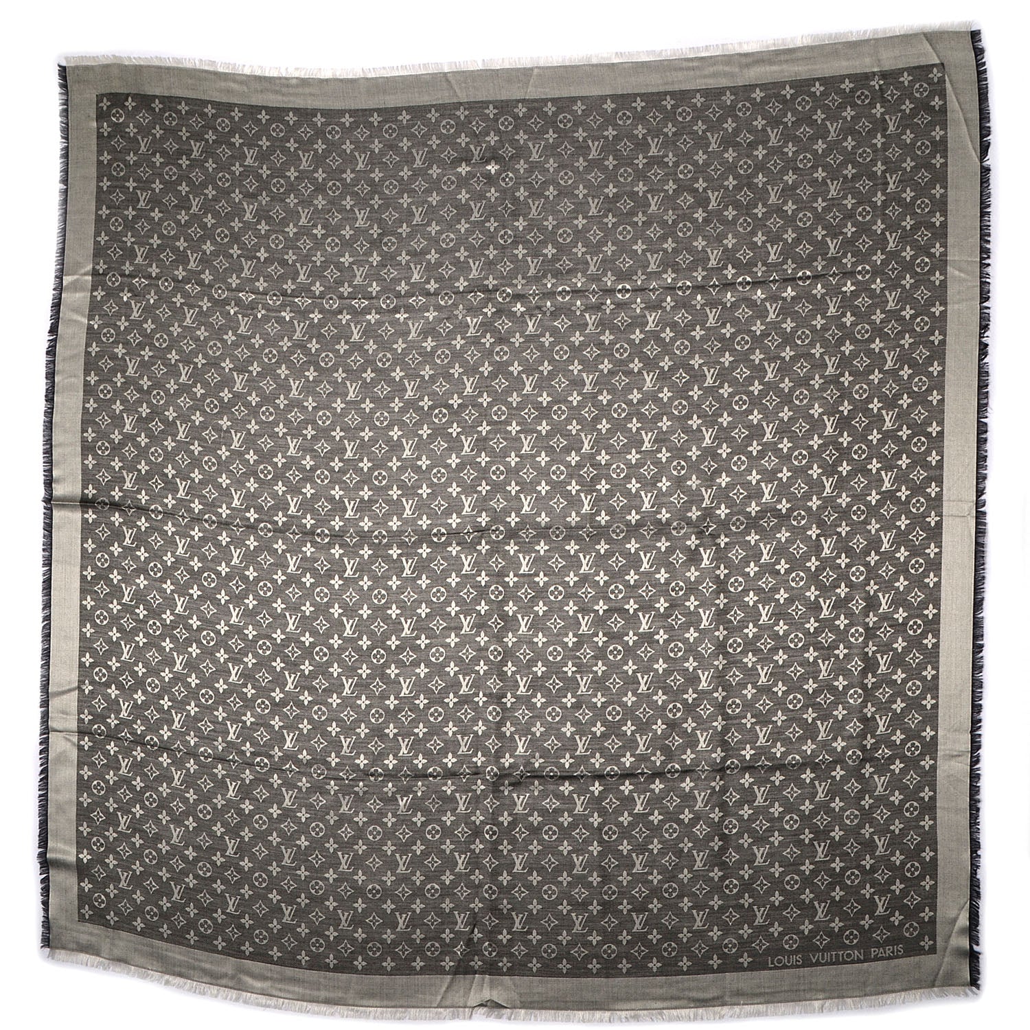 Louis Vuitton Wool Silk Monogram Denim Shawl Black 3 of 5