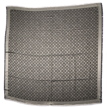 Louis Vuitton Wool Silk Monogram Denim Shawl Black 3 of 5
