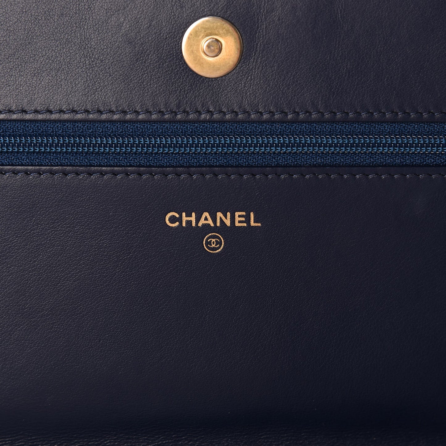 Lambskin Quilted Boy Wallet On Chain WOC Navy Blue