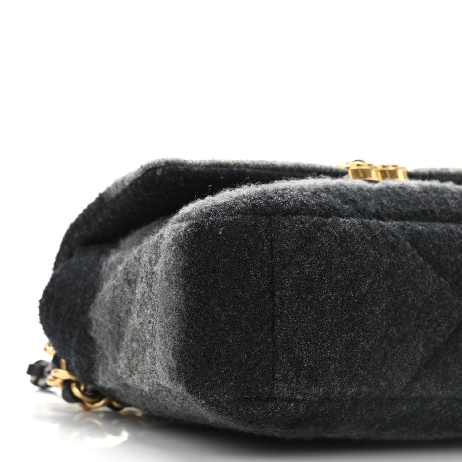 Chanel Wool Quilted Medium Chanel 19 Flap Black Grey 10 of 11