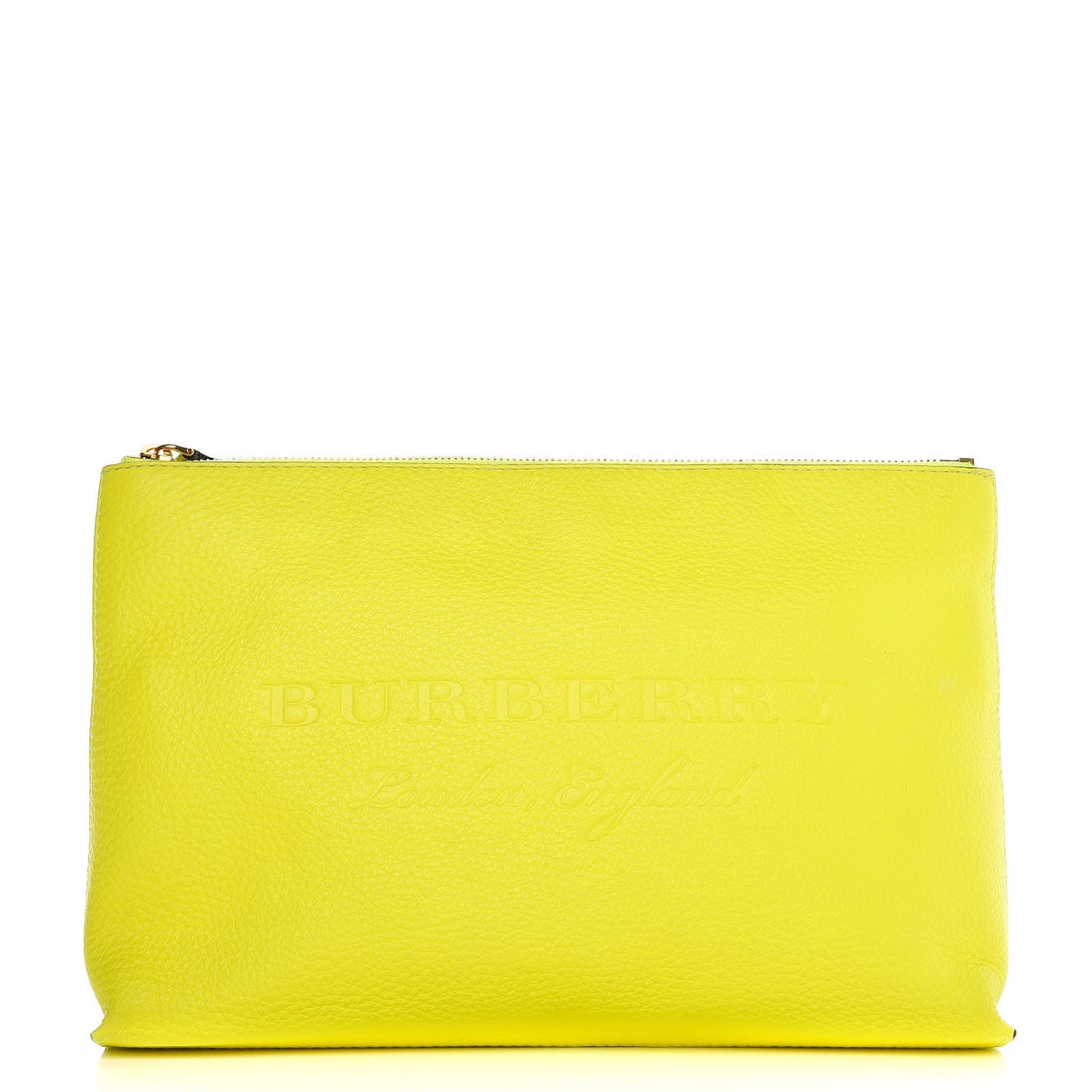 Soft Calfskin Large Duncan Zip Pouch Neon Yellow