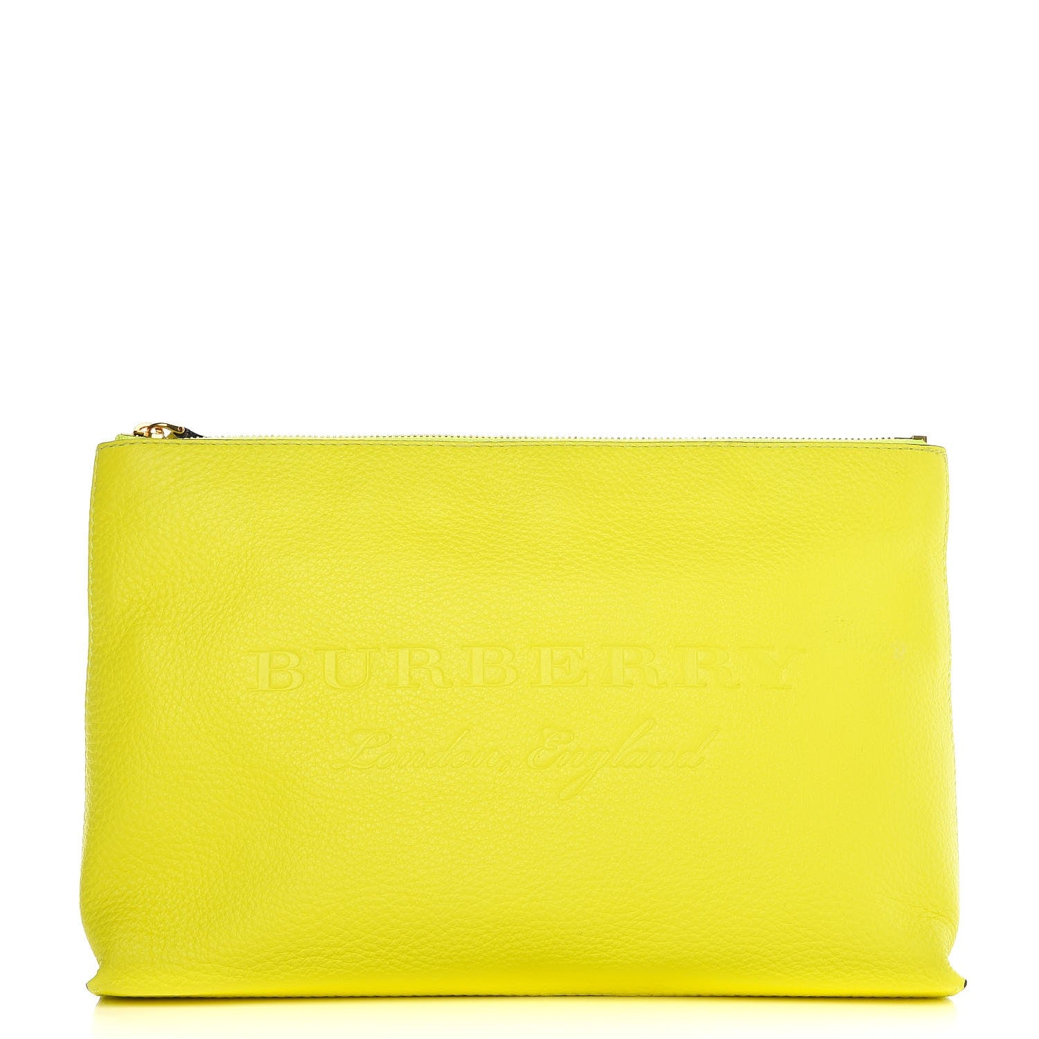 Burberry Soft Calfskin Large Duncan Zip Pouch Neon Yellow 1 of 8