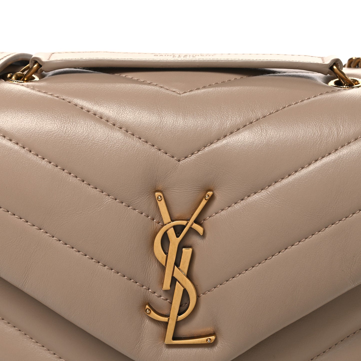 Calfskin Y Quilted Monogram Small Loulou Chain Satchel Dark Beige