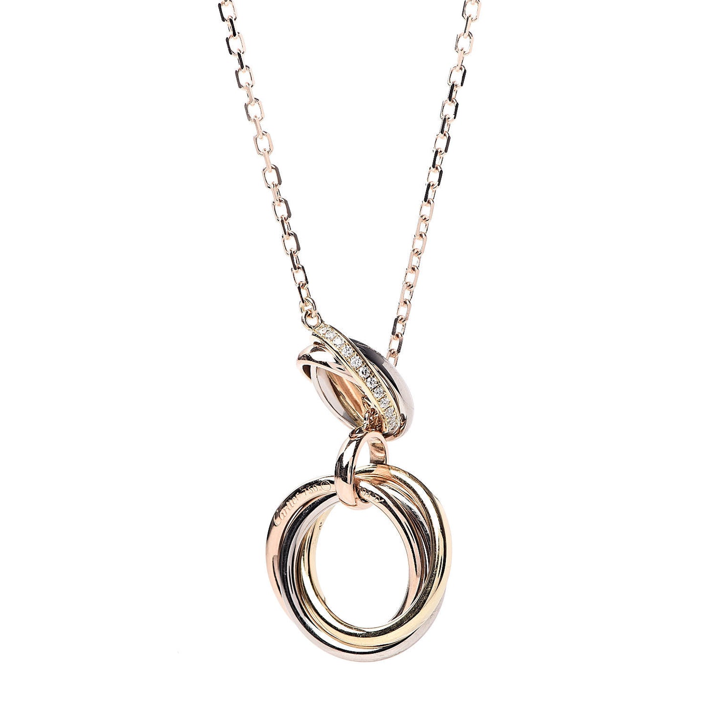 18K Pink Yellow White Gold Diamond Trinity Lariat Necklace