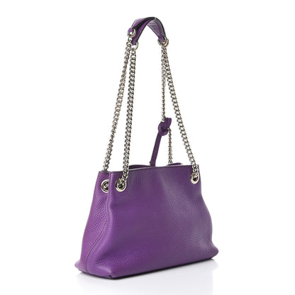 Gucci Pebbled Calfskin Small Soho Chain Shoulder Bag Shine Purple 3 of 13