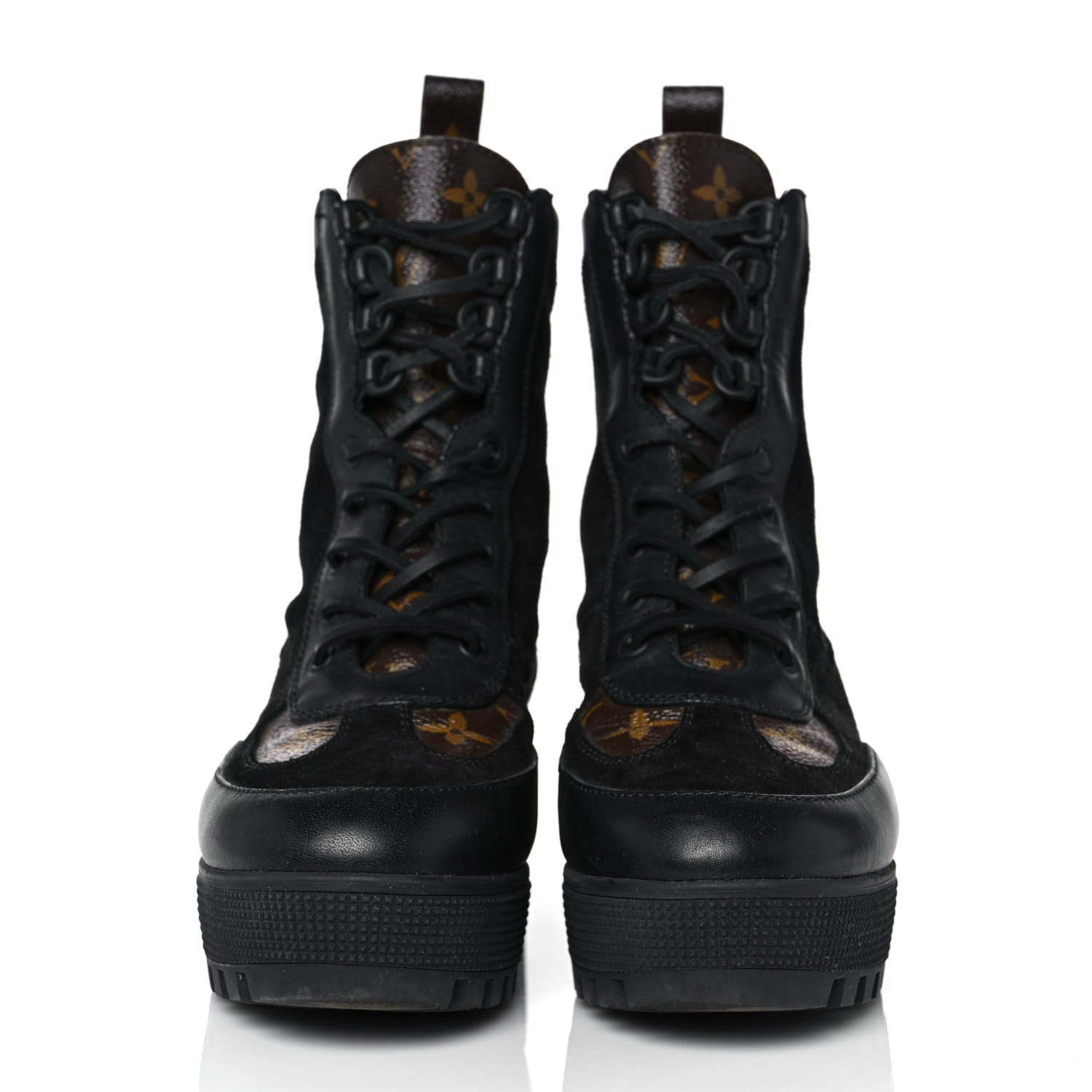 Louis Vuitton Suede Calfskin Monogram Laureate Platform Desert Boots 38.5 Black 2 of 7