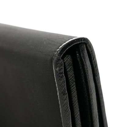 Prada Tessuto Saffiano Triangle Logo Continental Flap Travel Wallet Black 10 of 12