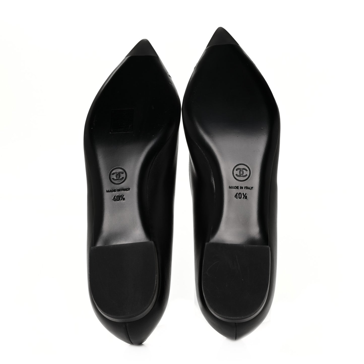 Lambskin Patent CC Cap Toe Bow Ballerina Flats 40.5 Black