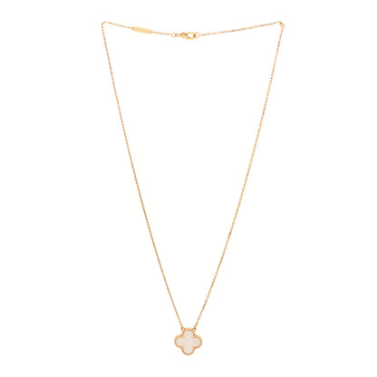 Van Cleef & Arpels 18K Yellow Gold Mother of Pearl Vintage Alhambra Pendant Necklace 3 of 4