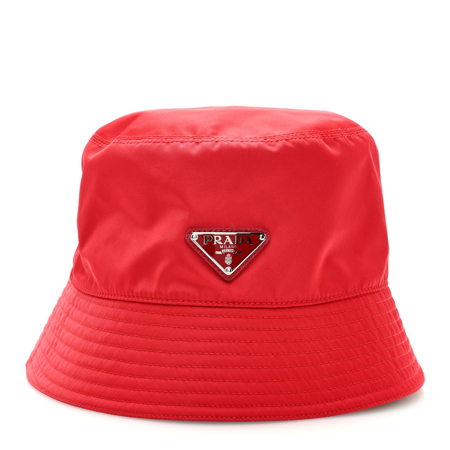 Re-Nylon Metal Triangle Logo Mens Bucket Hat XL Rosso