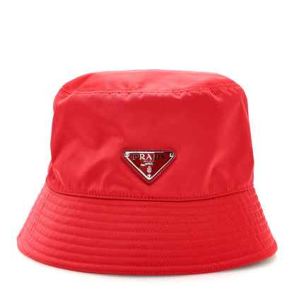 Prada Re-Nylon Metal Triangle Logo Mens Bucket Hat XL Rosso 2 of 7