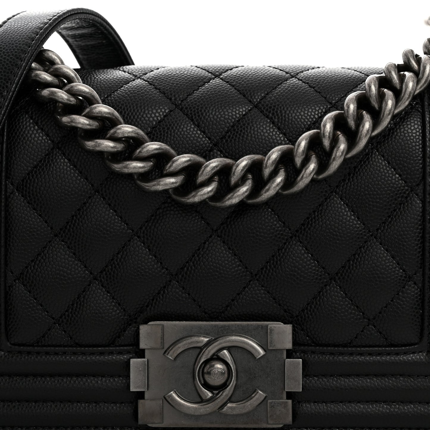 Caviar Quilted Small Boy Flap Black