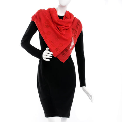 Alexander McQueen Cotton Viscose Skull Scarf Red 2 of 6