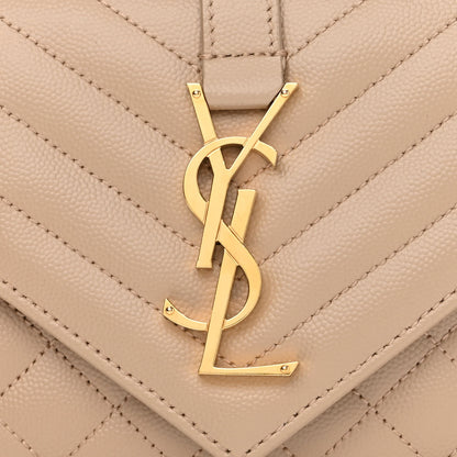Saint Laurent Grain De Poudre Textured Mixed Matelasse Triquilt Small Monogram Satchel Dark Beige 8 of 11