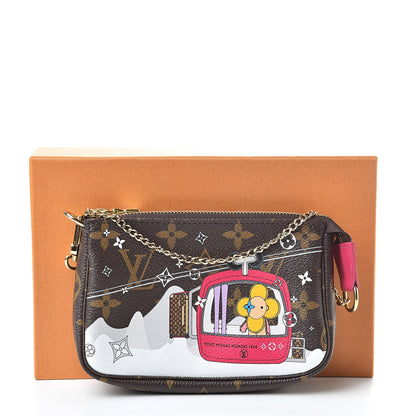 Louis Vuitton Monogram 2019 Christmas Animation Mini Courchevel Pochette Accessories Fuchsia 8 of 8
