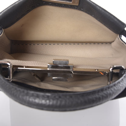 Fendi Cuoio Romano Selleria Bi-Color Medium Peekaboo Iconic Satchel Asfalto Latte 9 of 11