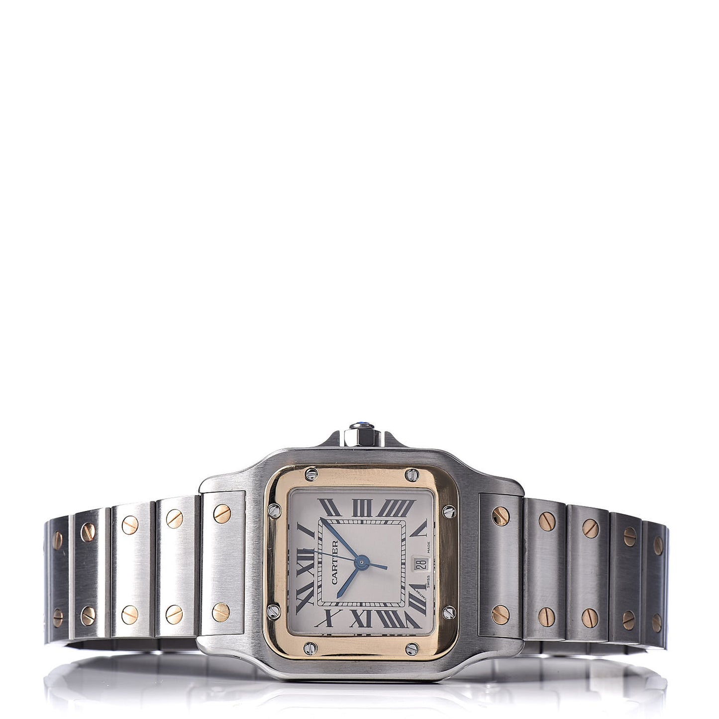 Stainless Steel 18K Yellow Gold 29mm Santos De Galbee Quartz Watch