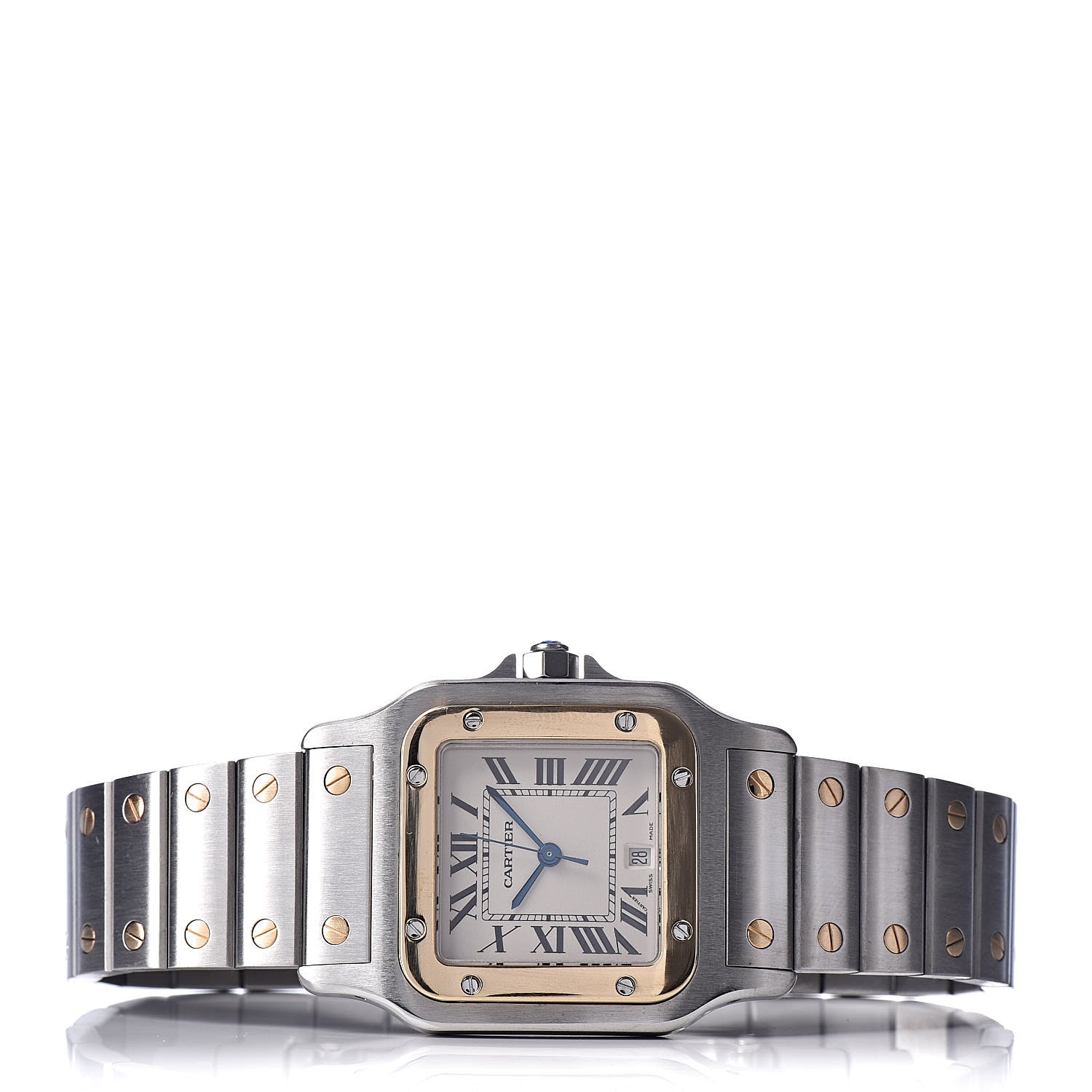 Cartier Stainless Steel 18K Yellow Gold 29mm Santos De Galbee Quartz Watch 3 of 6
