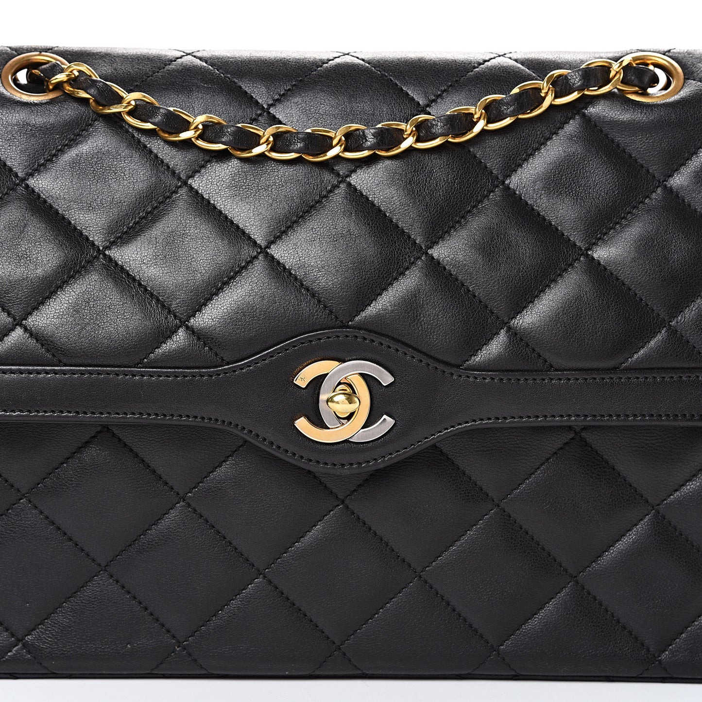 Lambskin Quilted Small Double Flap Black