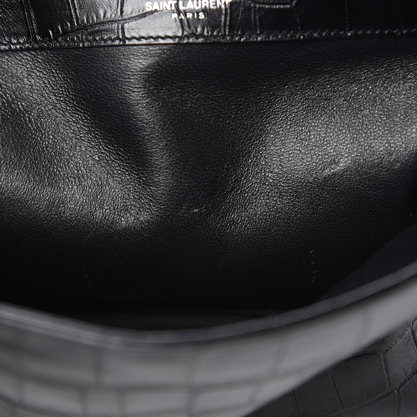Calfskin Crocodile Embossed Monogram Large College Satchel Black