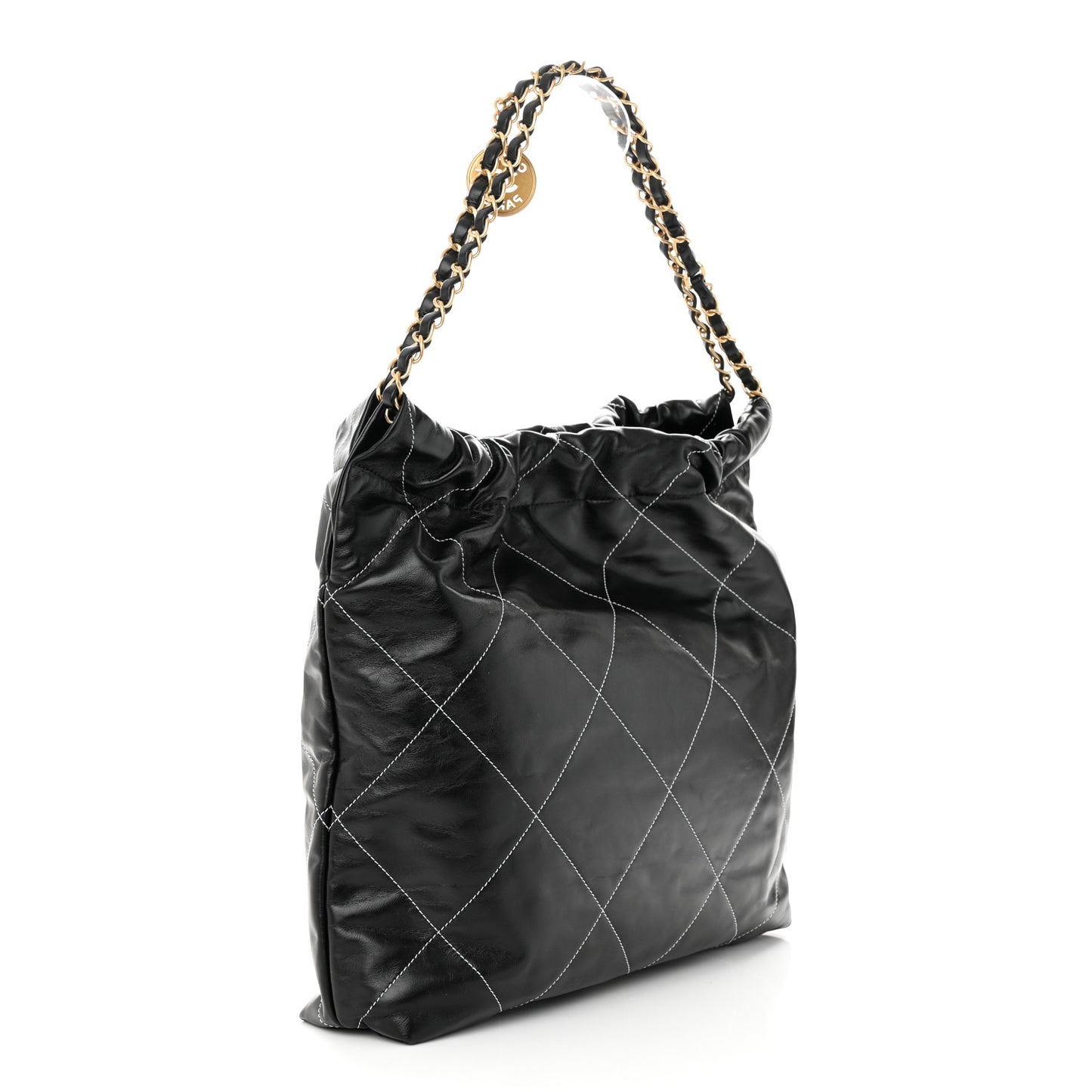 Shiny Calfskin Quilted Chanel 22 Black