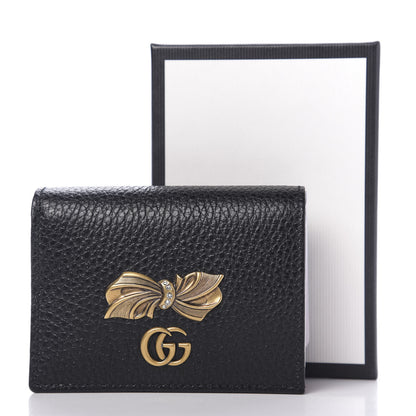Gucci Calfskin GG Marmont Bow Card Case Black 8 of 8