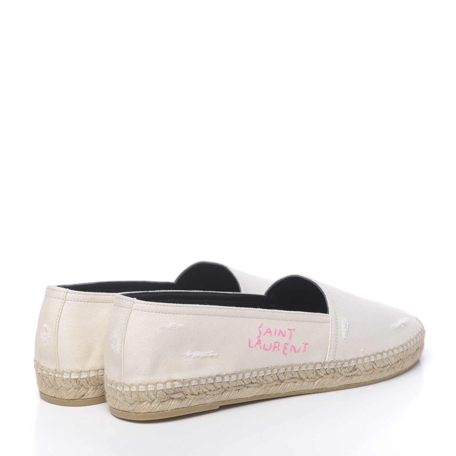 Saint Laurent Canvas Elba Logo Embroidered Espadrilles 41.5 Panna 4 of 9