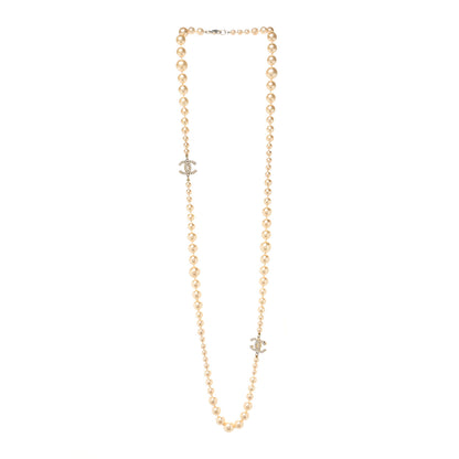 Chanel Graduated Pearl CC Long Necklace Light Gold 2 of 3